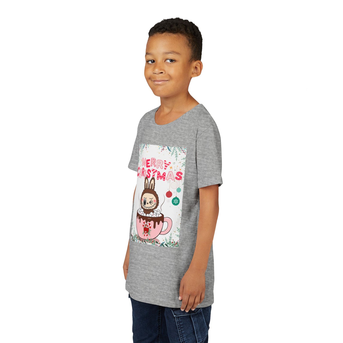 Christmas Bunny Youth Tee, Merry Christmas Shirt, Cute Holiday T-Shirt, Kids Christmas Apparel, Festive Youth Shirt