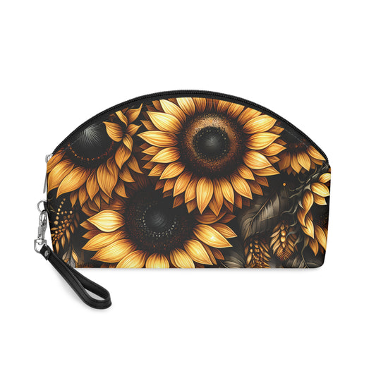 Sunflower Makeup Bag, Floral Cosmetic Pouch, Elegant Toiletry Bag, Gift for Her, Travel Accessories, Summer Vibes