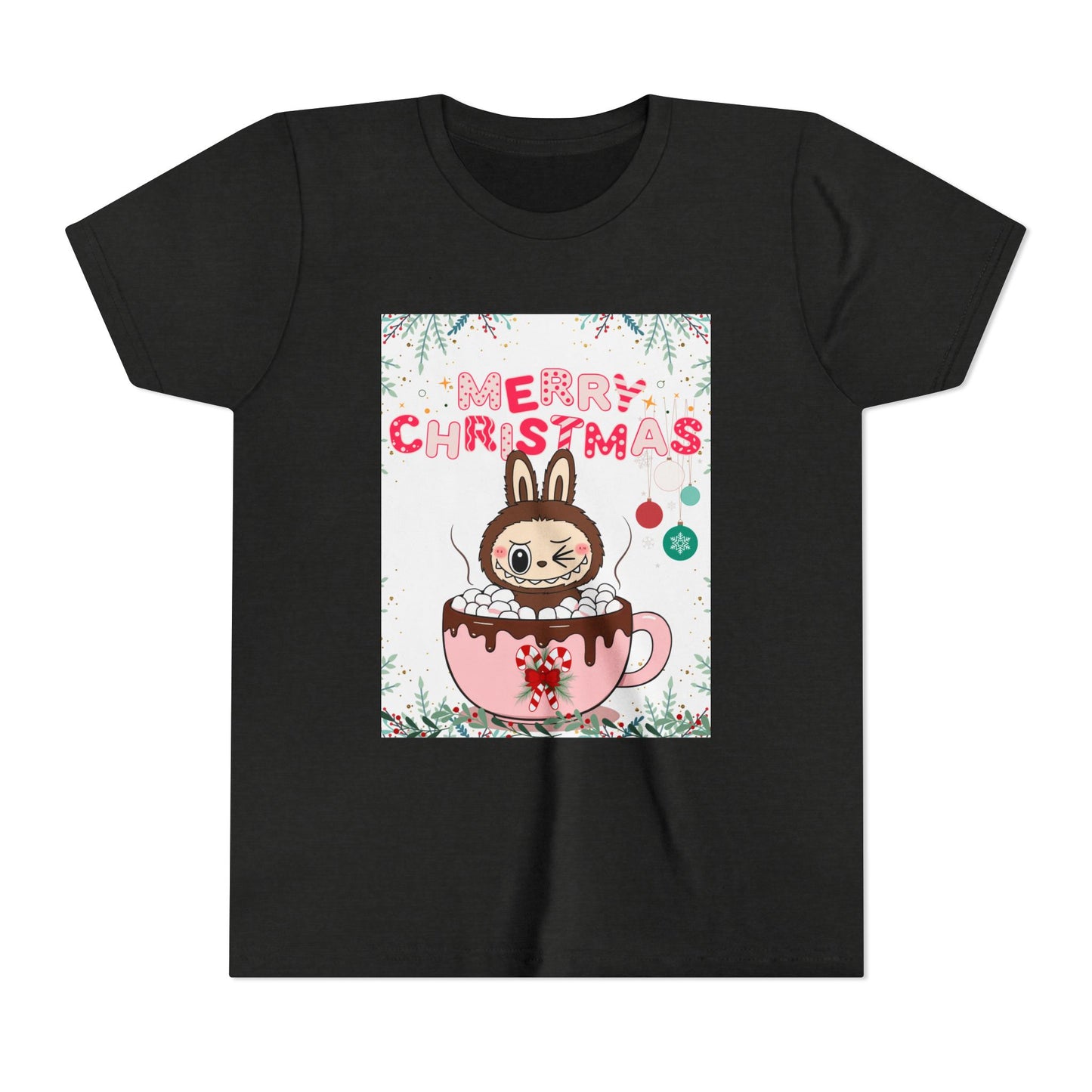 Christmas Bunny Youth Tee, Merry Christmas Shirt, Cute Holiday T-Shirt, Kids Christmas Apparel, Festive Youth Shirt