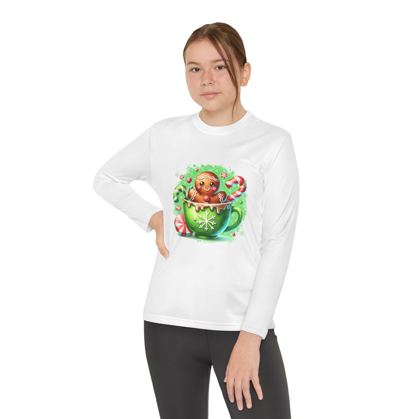 Gingerbread Holiday Long Sleeve Tee, Adorable Kids Shirt, Winter Apparel, Christmas Gift, Festive Youth Top