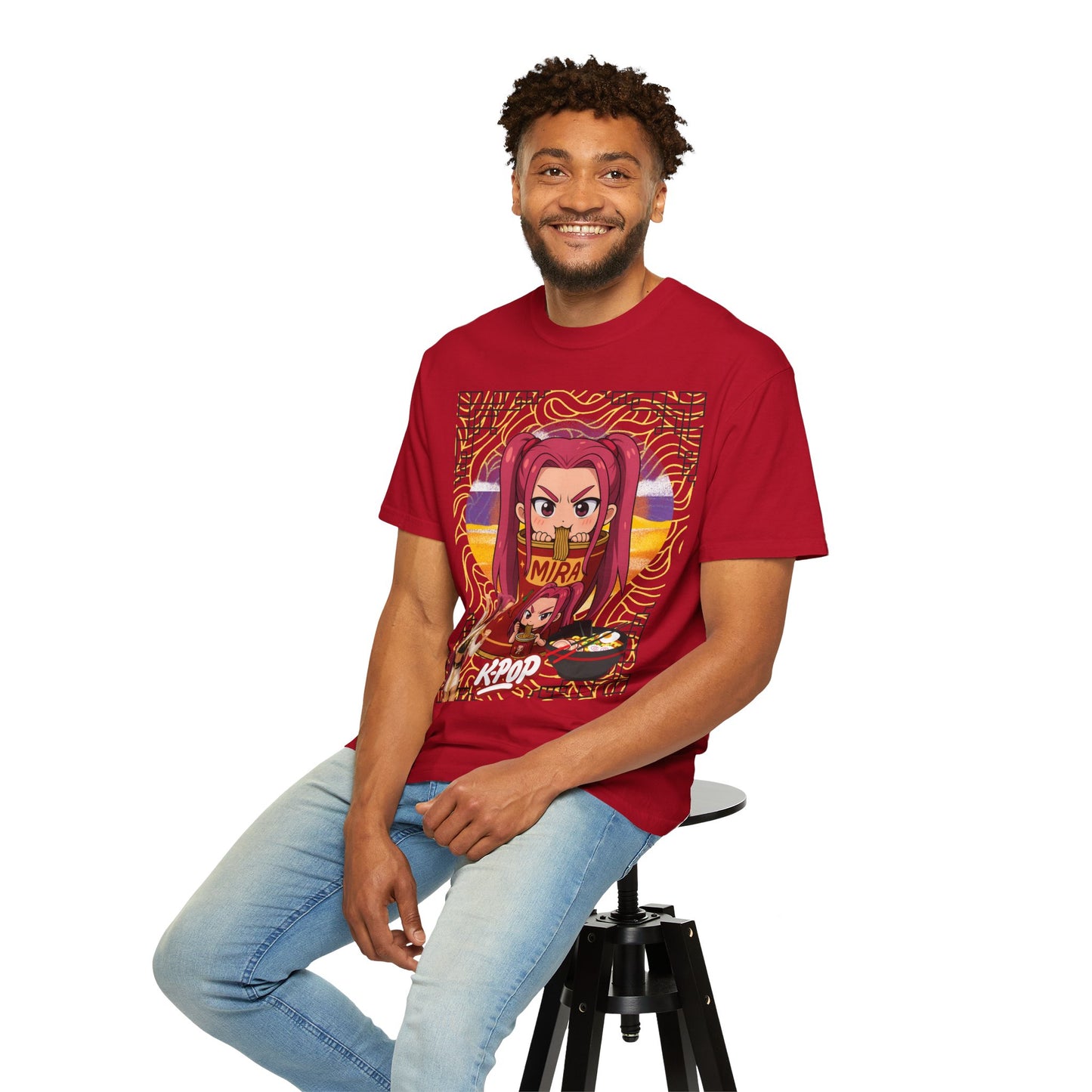 K-Pop Inspired Garment-Dyed T-Shirt, Trendy Streetwear, Anime Fan Apparel, Casual Wear, Gifts for Music Lovers