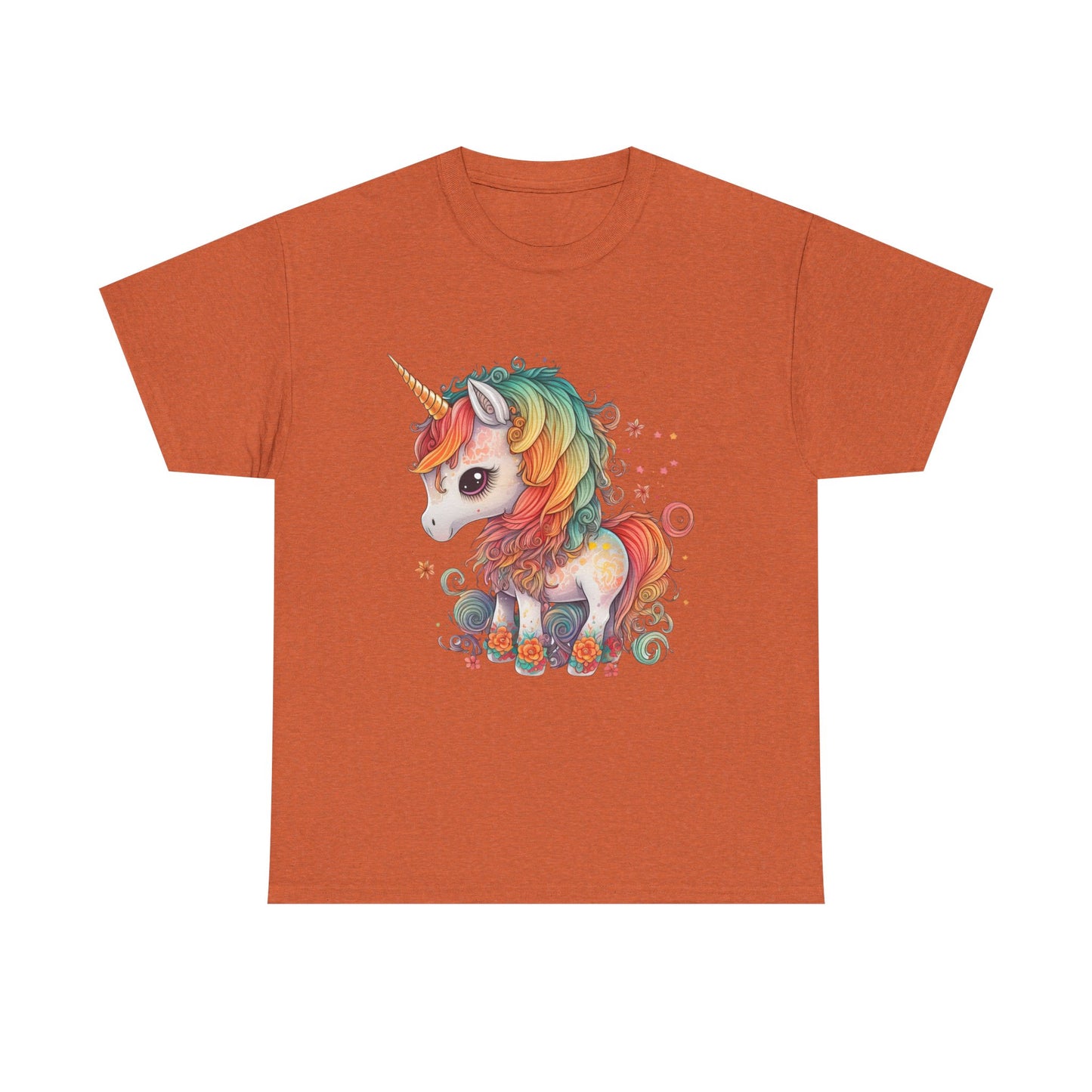 Rainbow Unicorn Unisex Heavy Cotton Tee, Cute Graphic Tee, Magical Shirt, Gift for Teens, Fun Casual Wear