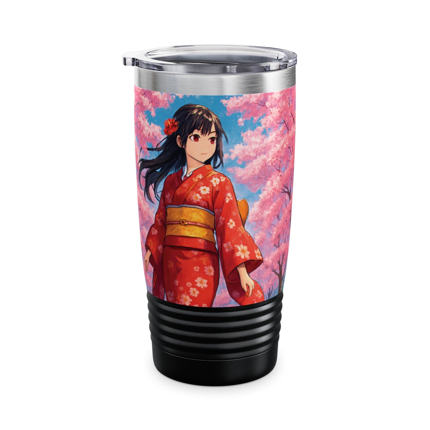 Cherry Blossom Ringneck Tumbler, 20oz | Stylish Travel Mug for Tea Lovers, Sakura Decor, Gift for Her, Cosplay Accessory, Japanese Culture
