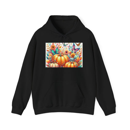 Autumn Floral Pumpkin Hoodie, Cozy Fall Sweatshirt, Nature Lover Gift, Halloween Attire, Harvest Fashion, Seasonal Style