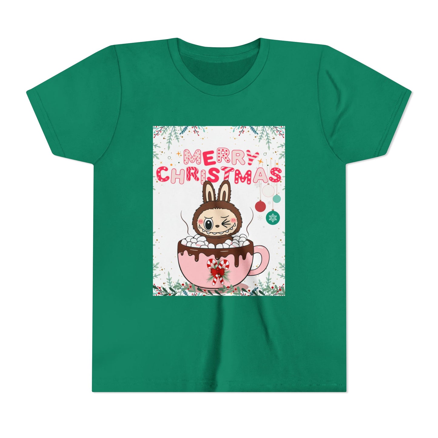 Christmas Bunny Youth Tee, Merry Christmas Shirt, Cute Holiday T-Shirt, Kids Christmas Apparel, Festive Youth Shirt
