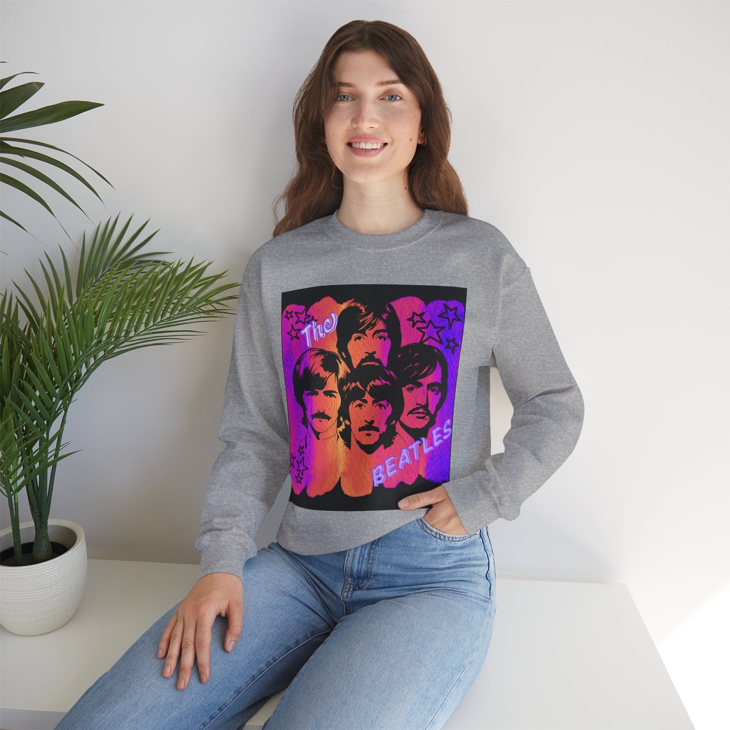 Retro Beatles inspired Crewneck Sweatshirt, Unisex Sweatshirt, Music Lover Gift, 60s Vintage Style, Cozy Casual Wear