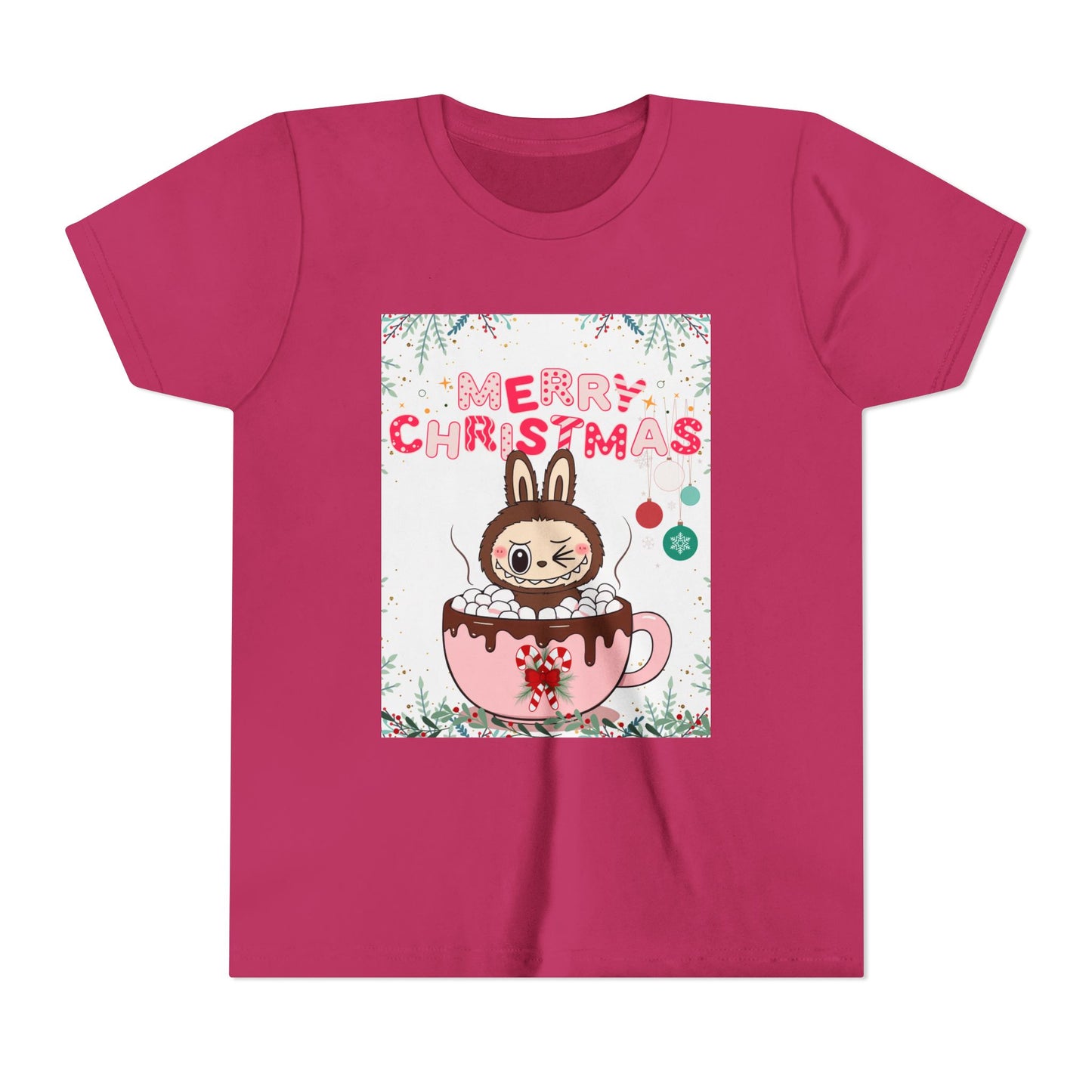 Christmas Bunny Youth Tee, Merry Christmas Shirt, Cute Holiday T-Shirt, Kids Christmas Apparel, Festive Youth Shirt