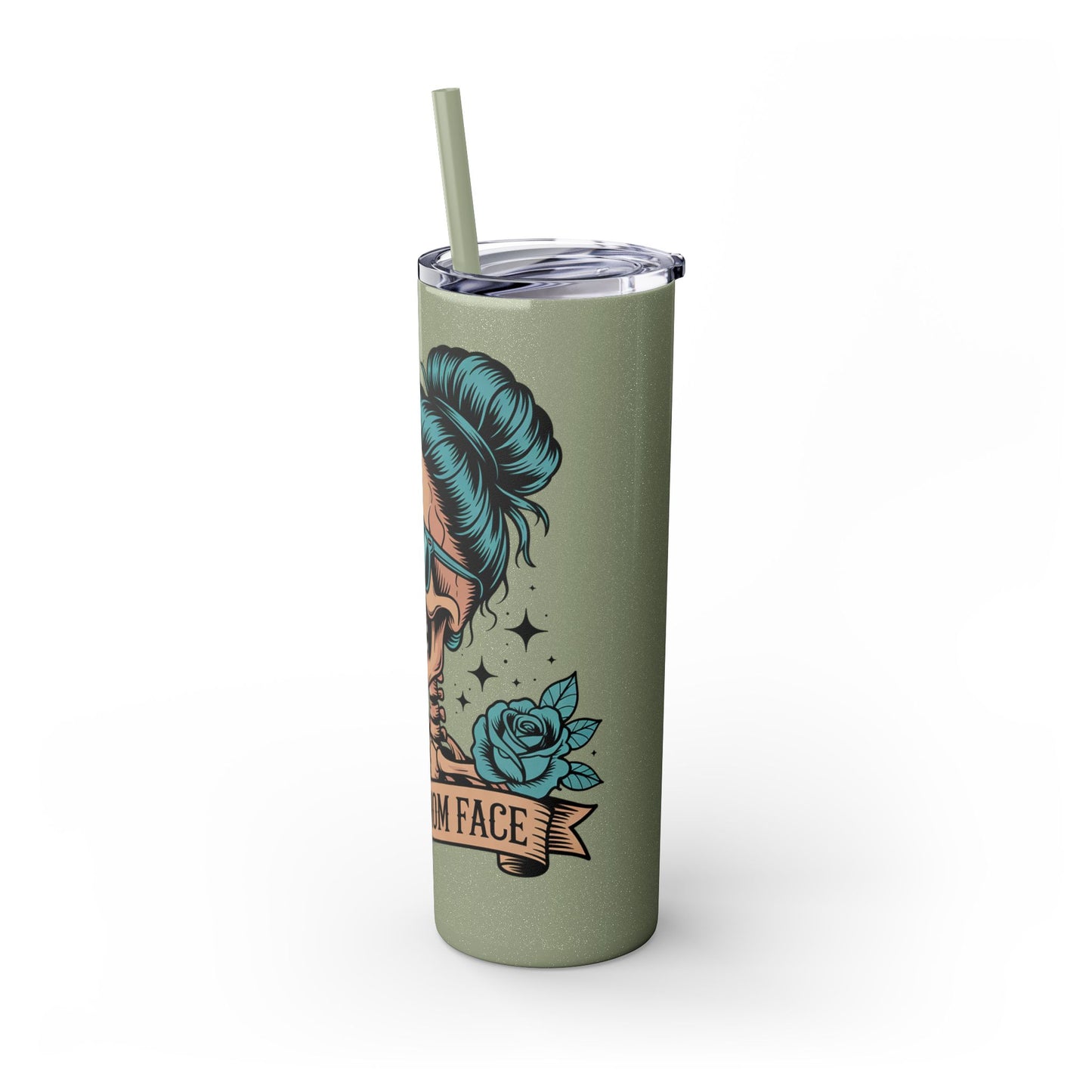 Funny Skull Mom Tumbler, Cool Gift for Moms, 20oz Skinny Cup, Unique Birthday Present, Trendy Drinkware for Halloween