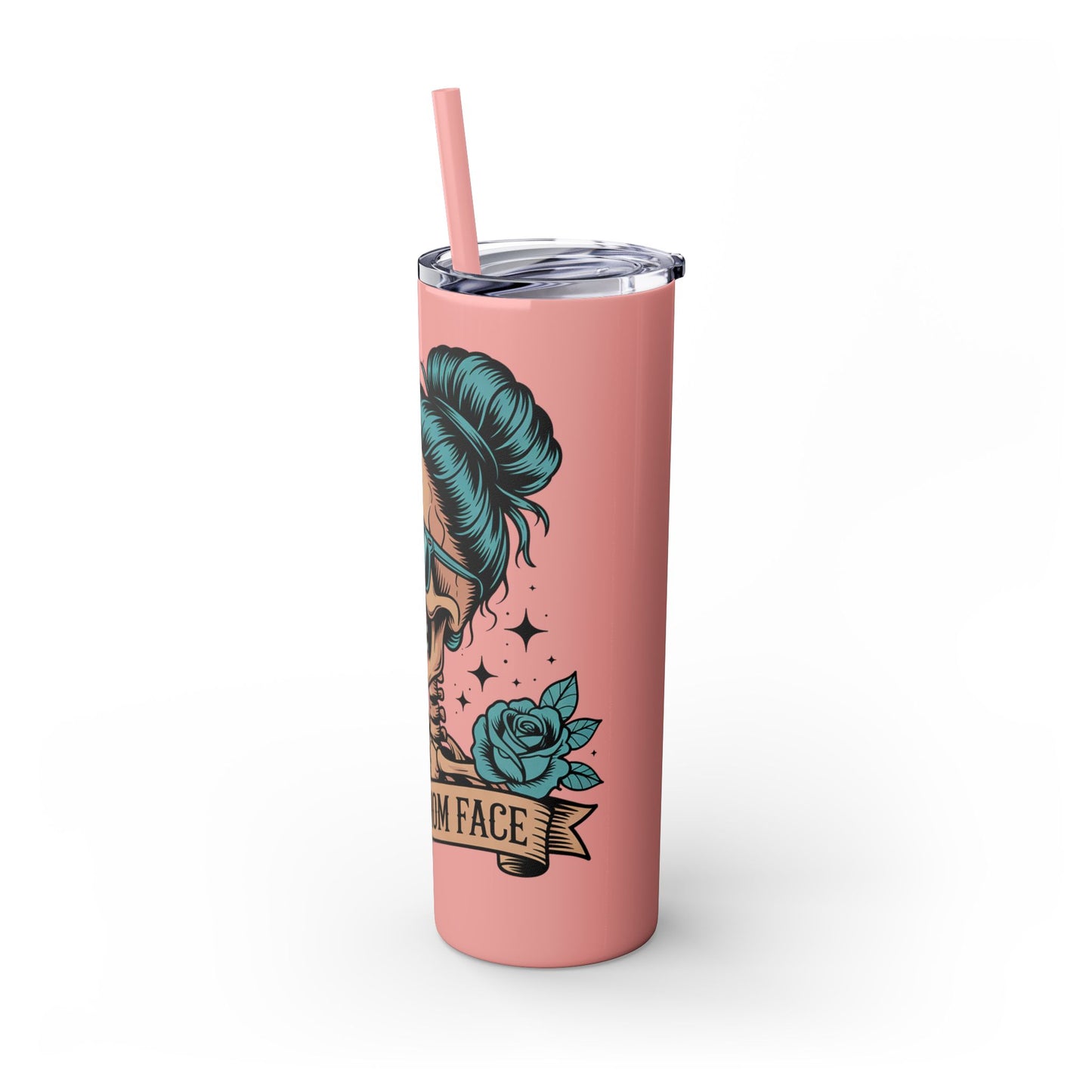 Funny Skull Mom Tumbler, Cool Gift for Moms, 20oz Skinny Cup, Unique Birthday Present, Trendy Drinkware for Halloween