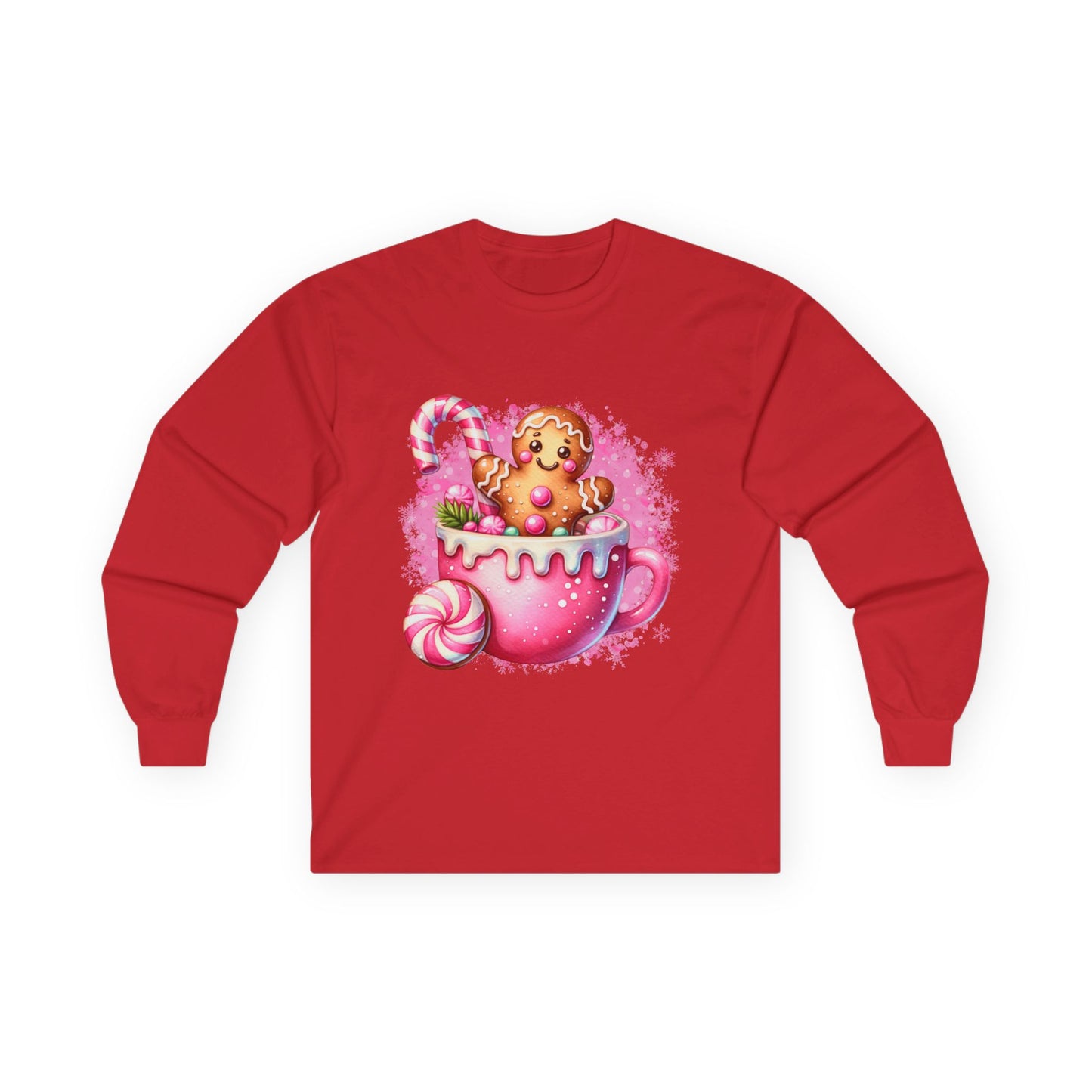 Gingerbread Hot Cocoa Long Sleeve Tee, Holiday T-shirt, Christmas Sweatshirt, Winter Apparel, Gift for Her
