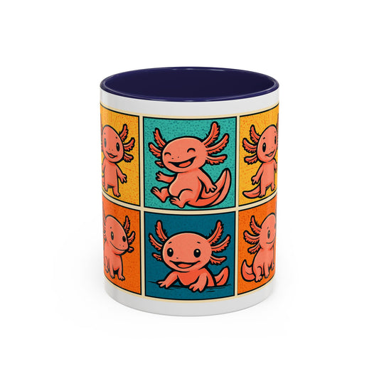 Cute Axolotl Coffee Mug, Fun Animal Mug, Colorful Drinking Cup, Gift for Kids, Office Mug, Aquarium Lover's Cup