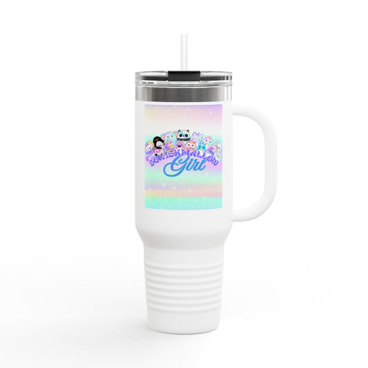 Magical Girl Insulated Travel Mug, 40oz - Perfect for Coffee Lovers, Birthday Gift, Rainbow Vibes, Cute Character Design, Adventure Mug