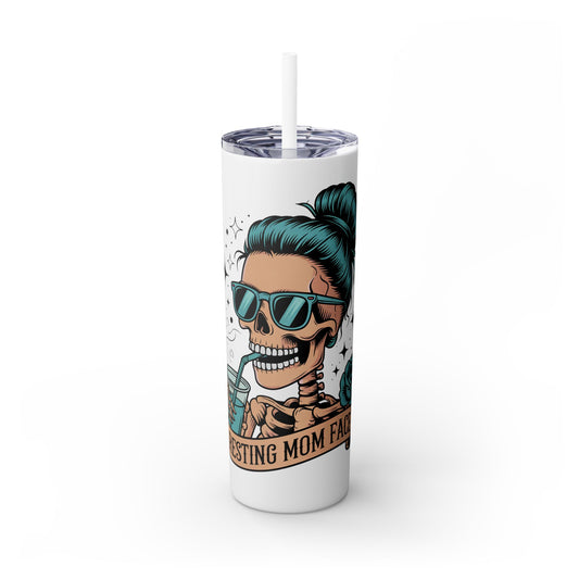 Funny Skull Mom Tumbler, Cool Gift for Moms, 20oz Skinny Cup, Unique Birthday Present, Trendy Drinkware for Halloween