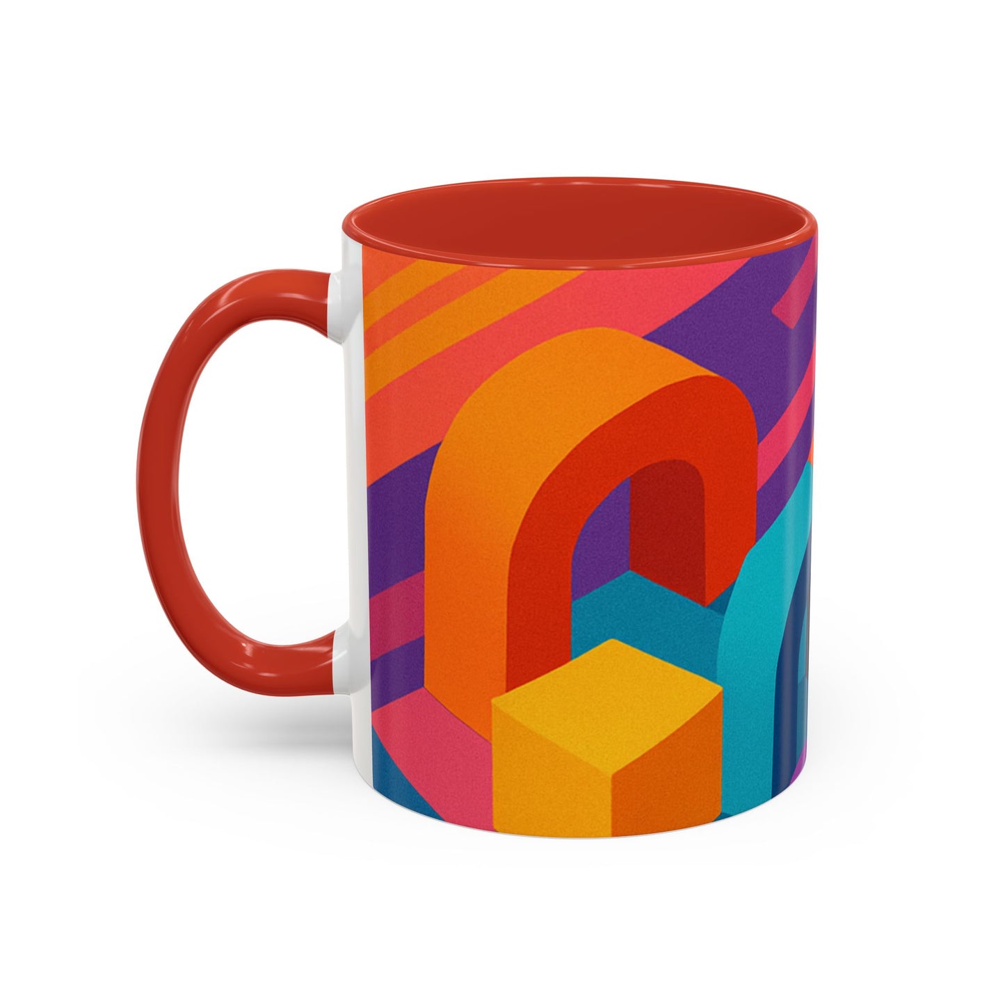Vibrant Geometric Accent Coffee Mug, Colorful Ceramic Mug for Home or Office, Unique Gift for Birthdays, Holidays, Art Lovers