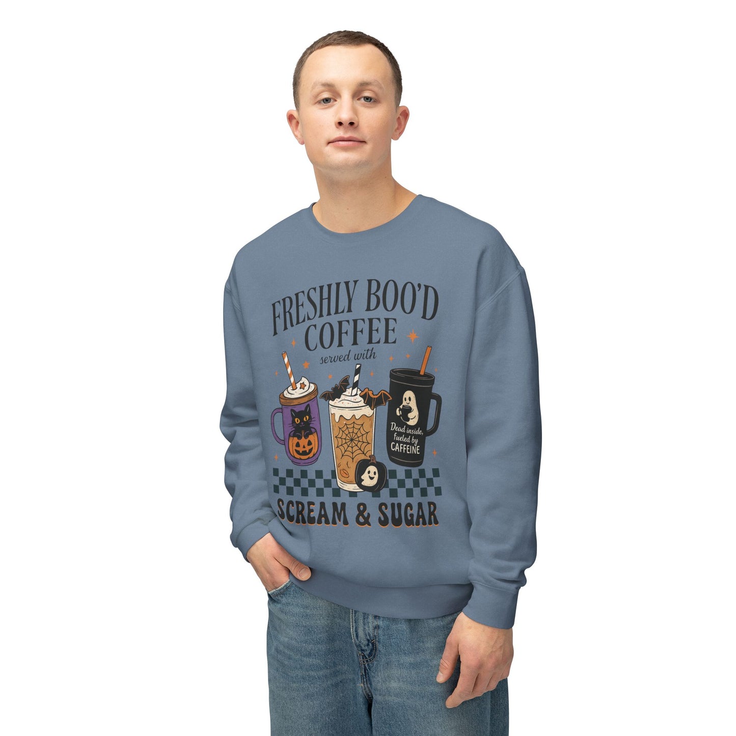 Halloween Coffee Sweatshirt, Unisex Halloween Crewneck, Scream & Sugar Sweater, Gift for Coffee Lovers, Fall Fashion