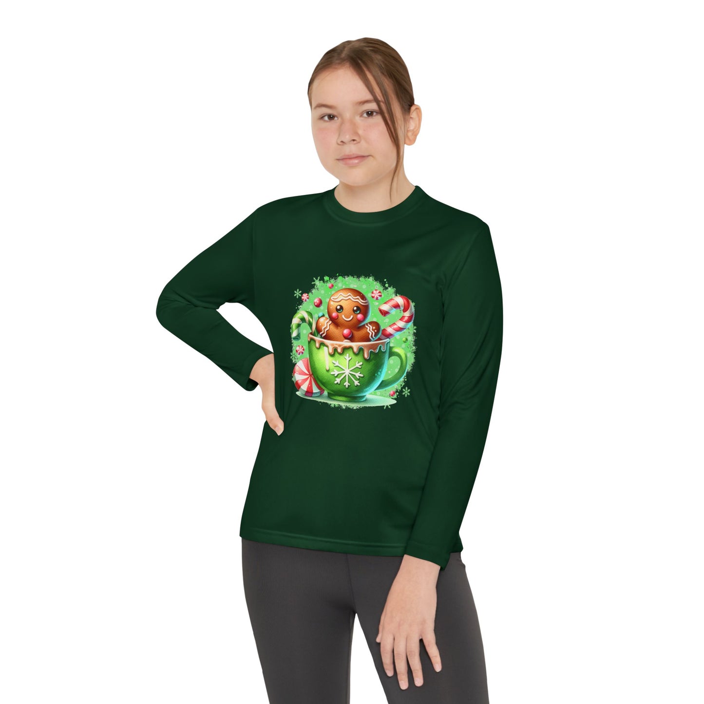 Gingerbread Holiday Long Sleeve Tee, Adorable Kids Shirt, Winter Apparel, Christmas Gift, Festive Youth Top