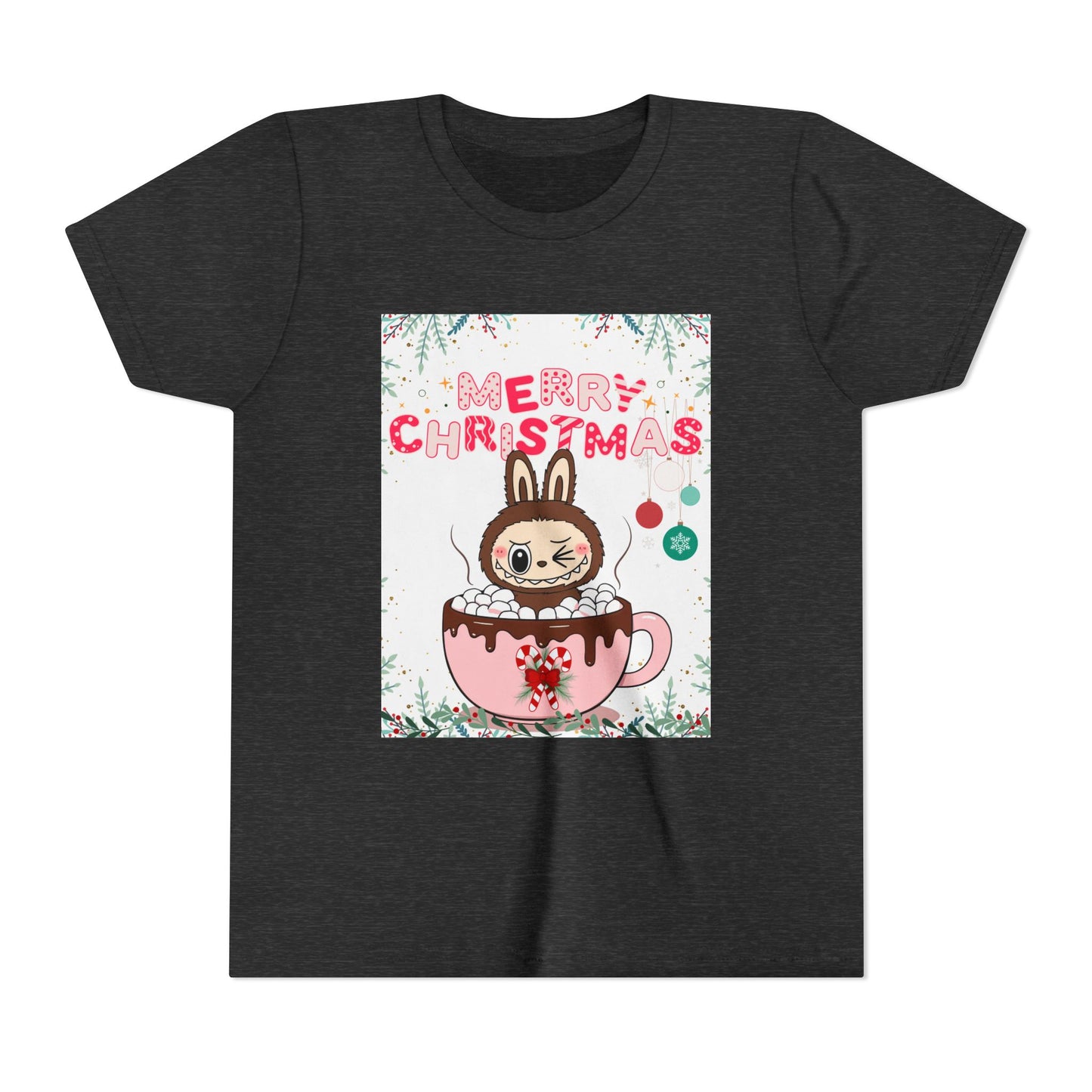 Christmas Bunny Youth Tee, Merry Christmas Shirt, Cute Holiday T-Shirt, Kids Christmas Apparel, Festive Youth Shirt