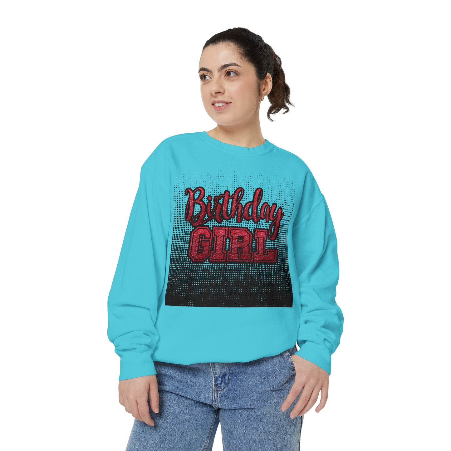 Birthday Girl Sweatshirt, Unisex Garment-Dyed Crewneck, Cozy Gift for Her, Celebration Apparel, Fun Birthday Outfit