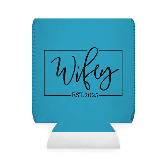 Personalized Can Cooler Sleeve - Wifey & Hubby Gifts for Newlyweds, Wedding Favors, Engagement Party, Fun Couple's Drinkware