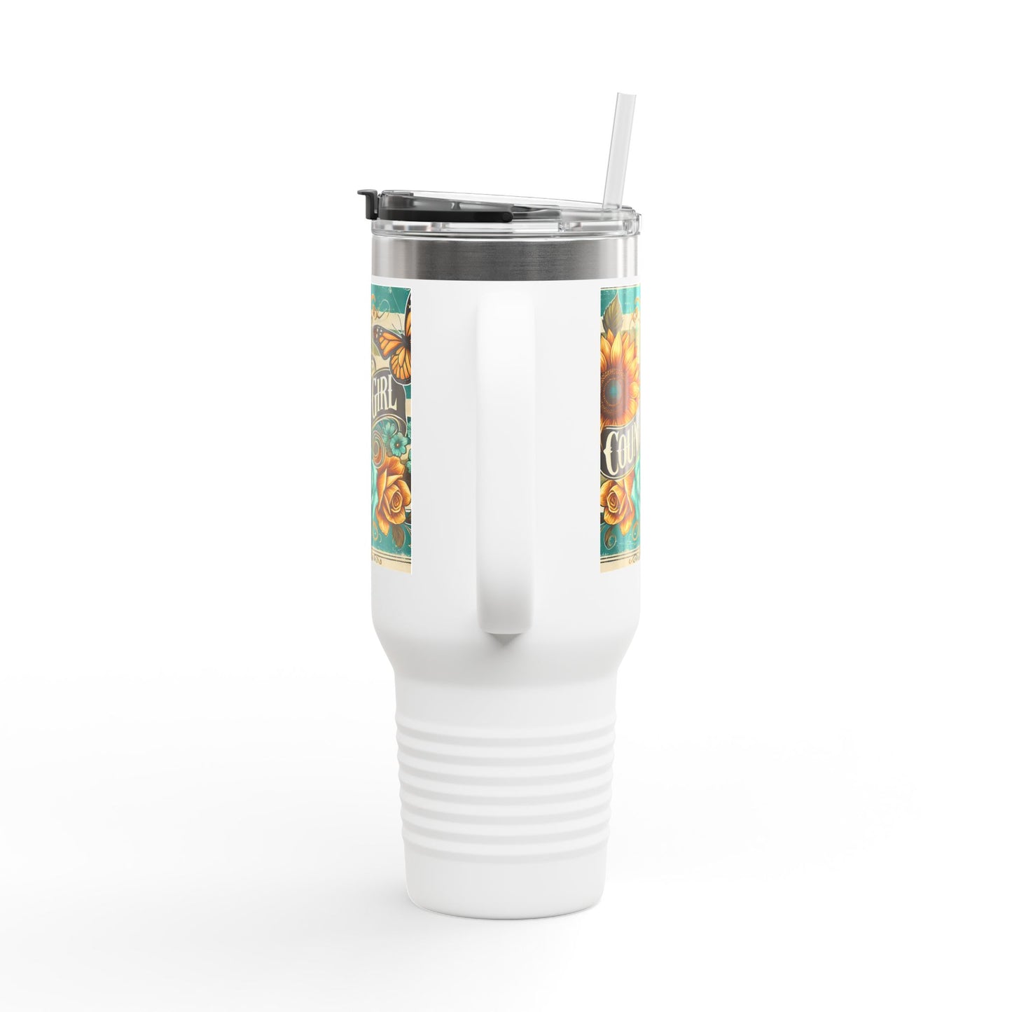 Country Girl Insulated Travel Mug, Perfect for Coffee Lovers, Floral Design, Road Trips, Gifts for Her, Summer Picnics