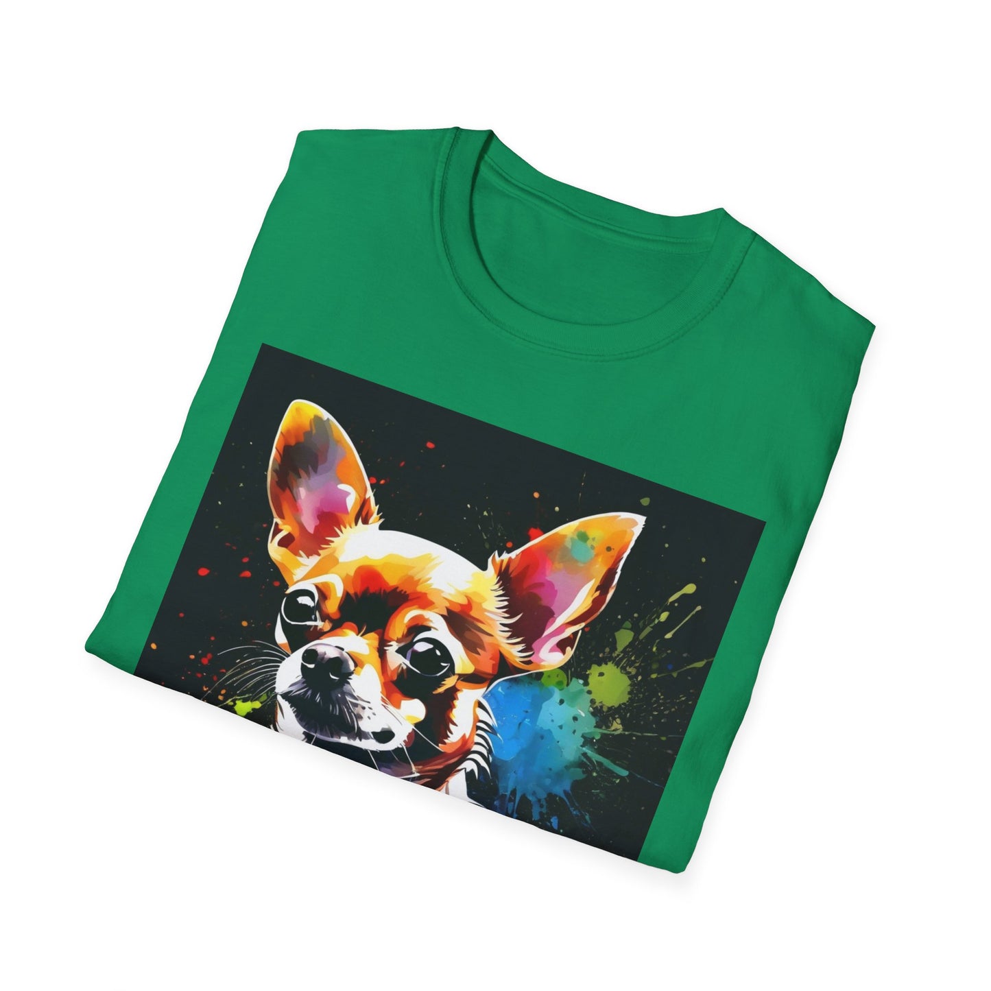 Colorful Chihuahua Art T-Shirt, Pet Lover Gift, Animal Lover Tee, Casual Wear, Unique Dog T-Shirt, Dog Mom Gift