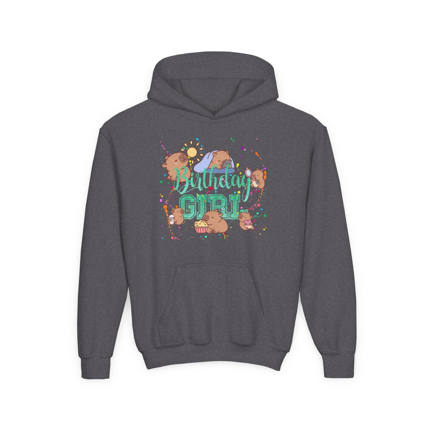 Cute Animal Girl Hoodie, Youth Sweatshirt for Girls, Fun Layer for Everyday, Birthday Gift, Cozy Winter Wear, Animal Lover Apparel