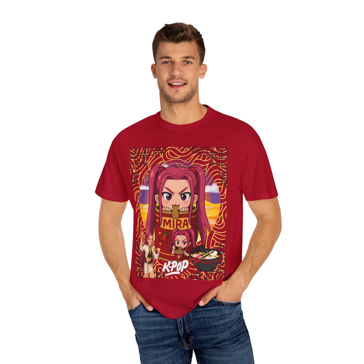 K-Pop Inspired Garment-Dyed T-Shirt, Trendy Streetwear, Anime Fan Apparel, Casual Wear, Gifts for Music Lovers