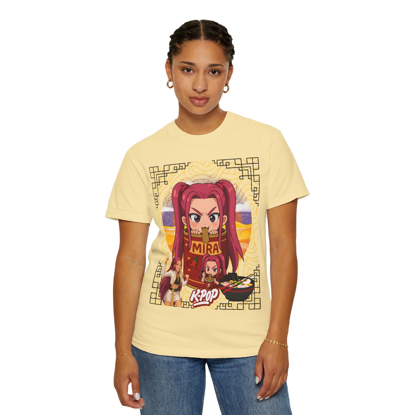 K-Pop Inspired Garment-Dyed T-Shirt, Trendy Streetwear, Anime Fan Apparel, Casual Wear, Gifts for Music Lovers