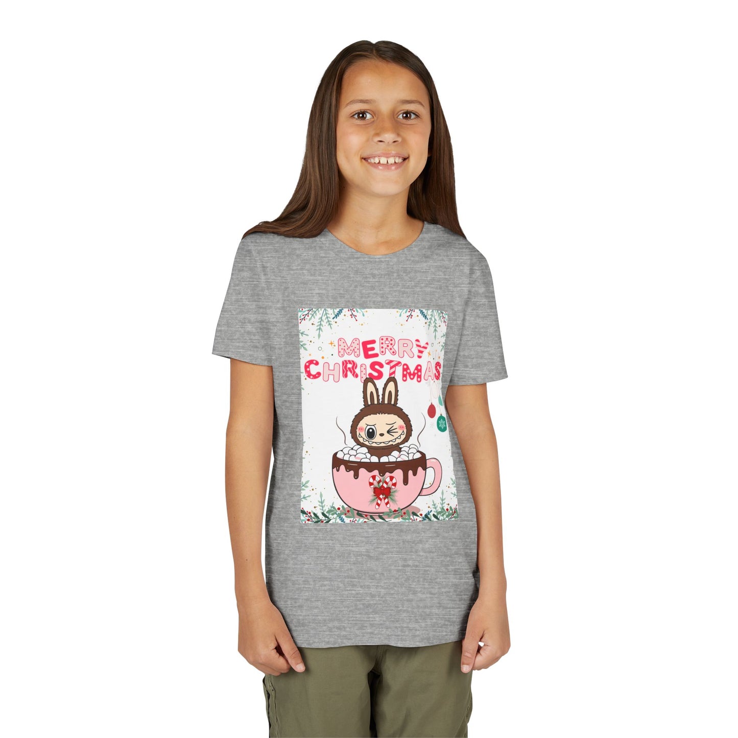 Christmas Bunny Youth Tee, Merry Christmas Shirt, Cute Holiday T-Shirt, Kids Christmas Apparel, Festive Youth Shirt