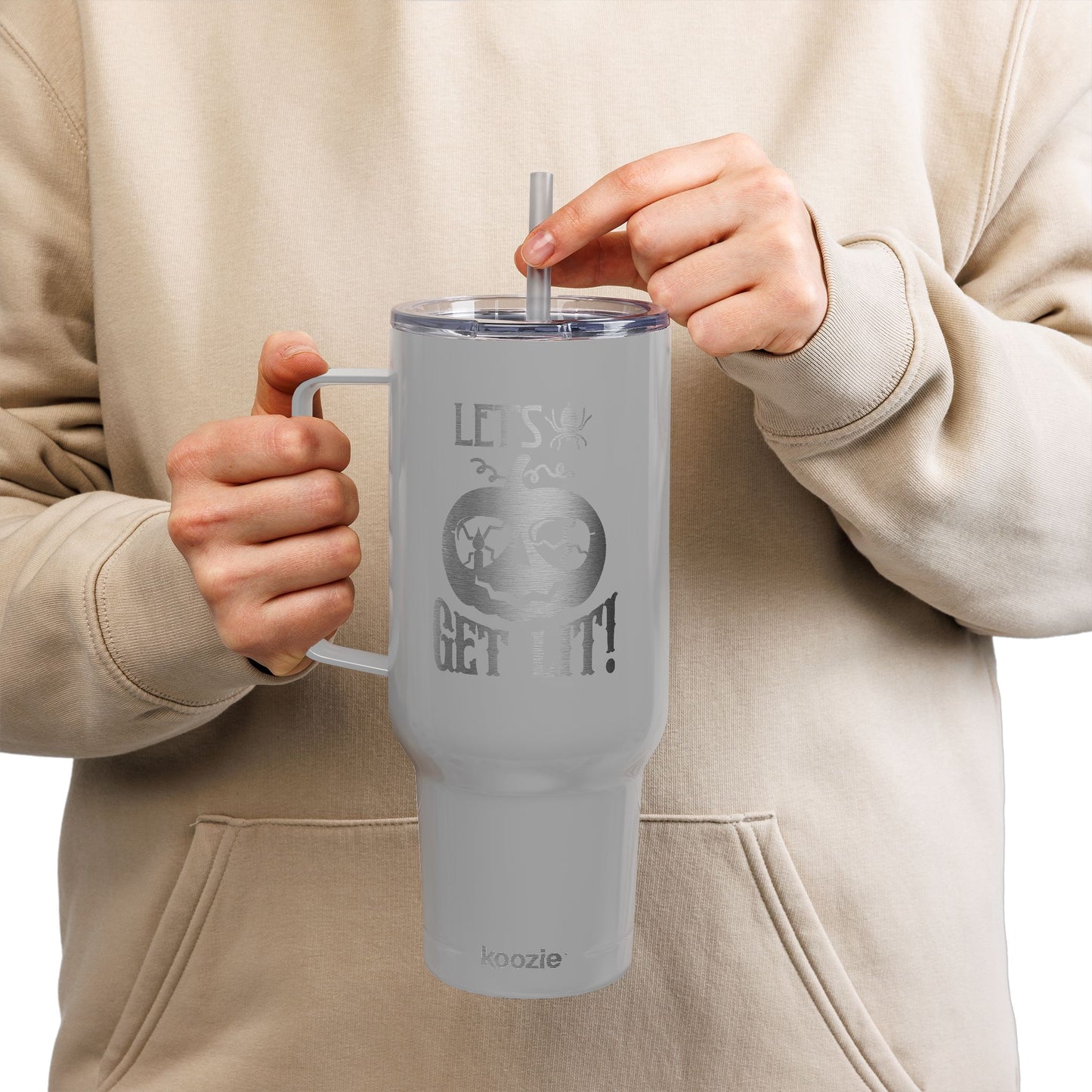 Personalized Insulated Tumbler with Lid, 40oz - Perfect for Parties, Gifts, Travel, Halloween, Get Lit Design