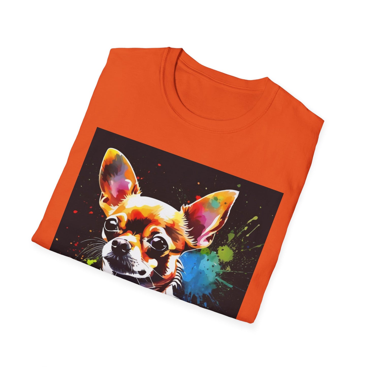 Colorful Chihuahua Art T-Shirt, Pet Lover Gift, Animal Lover Tee, Casual Wear, Unique Dog T-Shirt, Dog Mom Gift