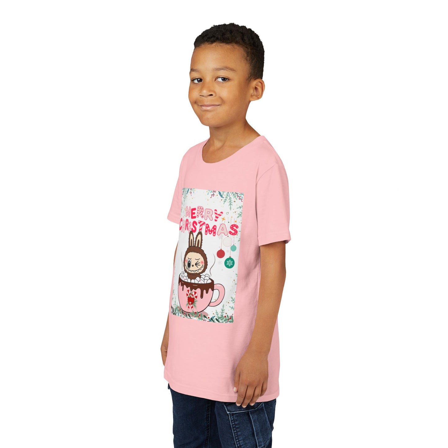 Christmas Bunny Youth Tee, Merry Christmas Shirt, Cute Holiday T-Shirt, Kids Christmas Apparel, Festive Youth Shirt