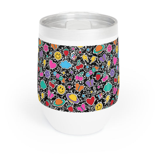 Chill Wine Tumbler, Fun Vibe Wine Cup, Colorful Travel Tumbler, Gift for Wine Lovers, Summer Picnic Essential