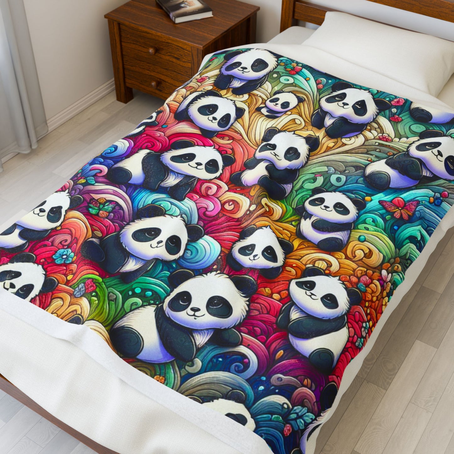 Panda Print Plush Blanket, Cozy Throw for Kids, Soft Snuggle Blanket, Cute Nursery Decor, Unique Gift for Animal Lovers