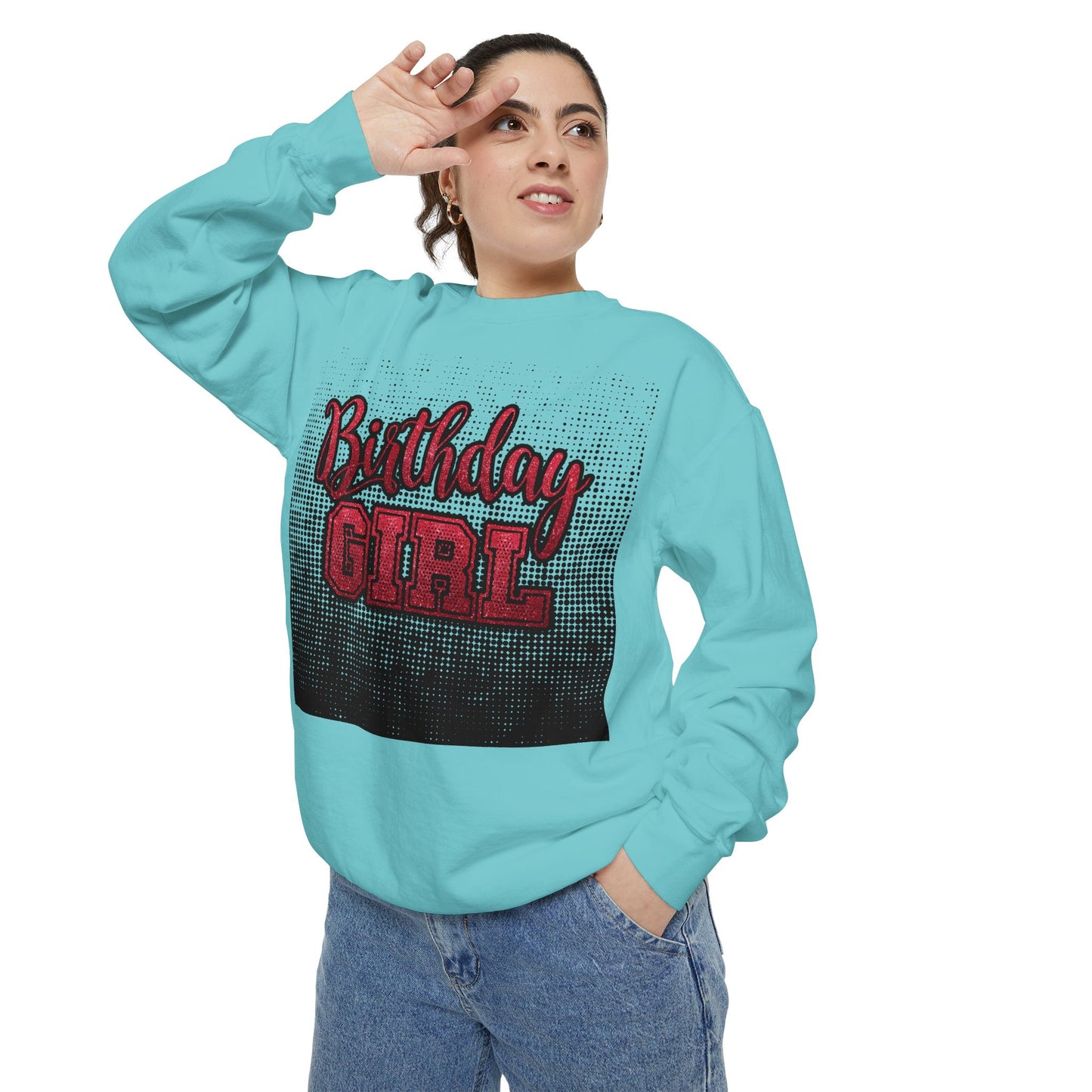 Birthday Girl Sweatshirt, Unisex Garment-Dyed Crewneck, Cozy Gift for Her, Celebration Apparel, Fun Birthday Outfit