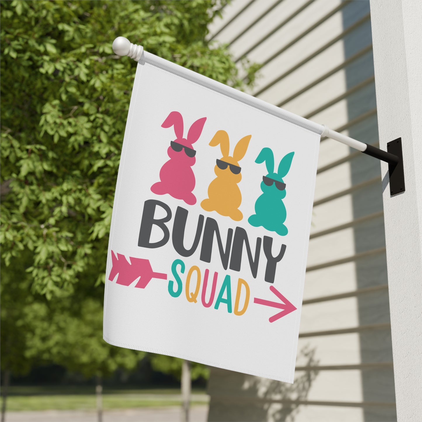 Bunny Squad Garden Banner, Funny Spring Decor, Easter Yard Sign, Outdoor Easter Decoration, Cute Garden Flag