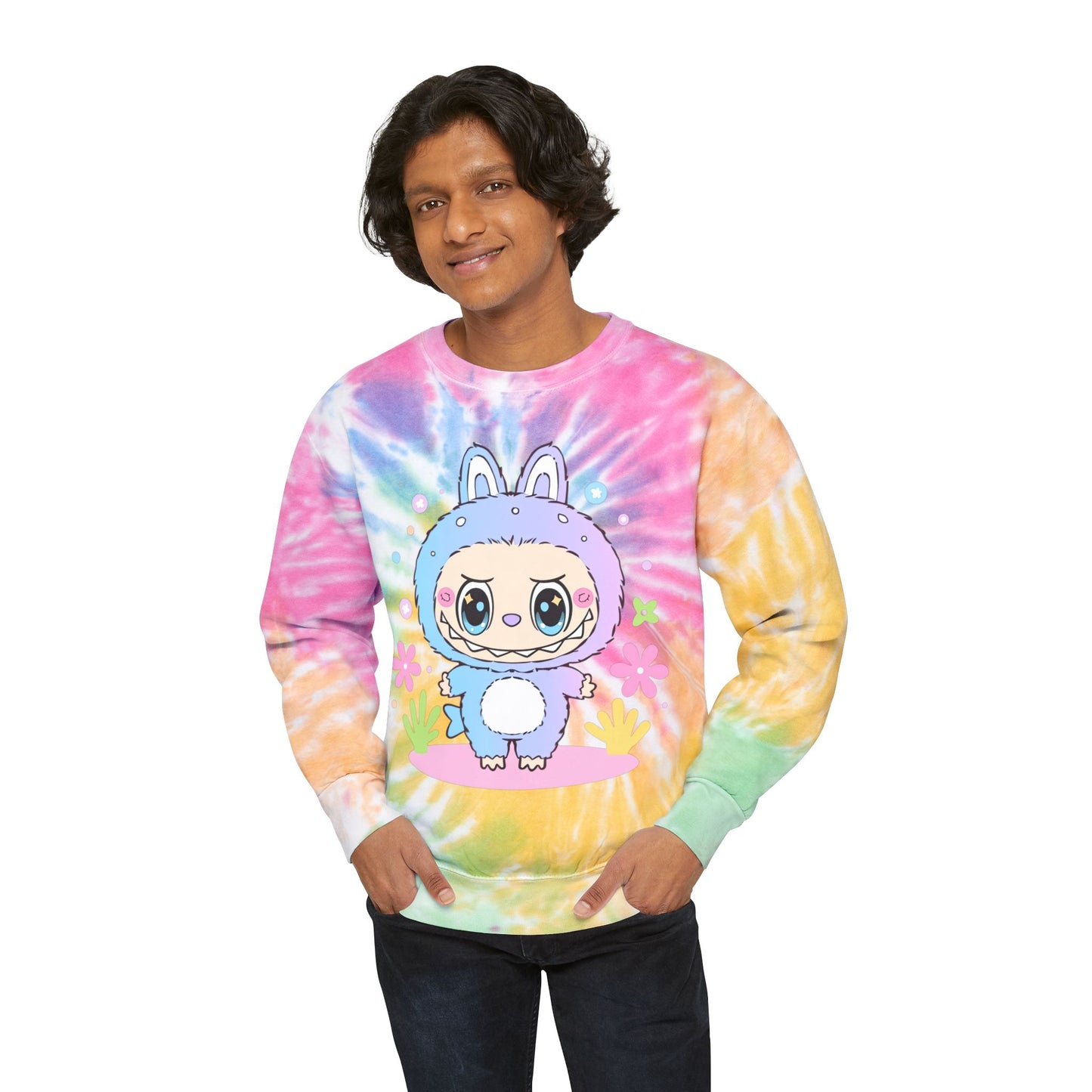 Cute Bunny Tie-Dye Sweatshirt, Unisex Tie-Dye Pullover, Pastel Cozy Sweatshirt, Unique Tie-Dye Apparel, Casual Fun Gift