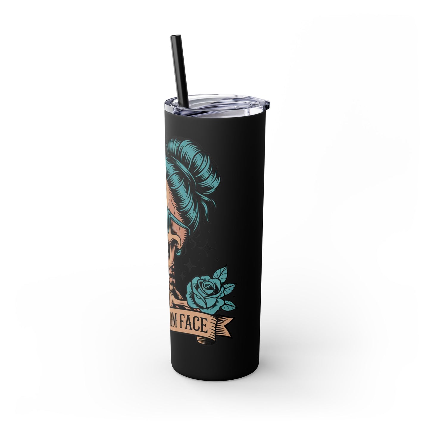 Funny Skull Mom Tumbler, Cool Gift for Moms, 20oz Skinny Cup, Unique Birthday Present, Trendy Drinkware for Halloween