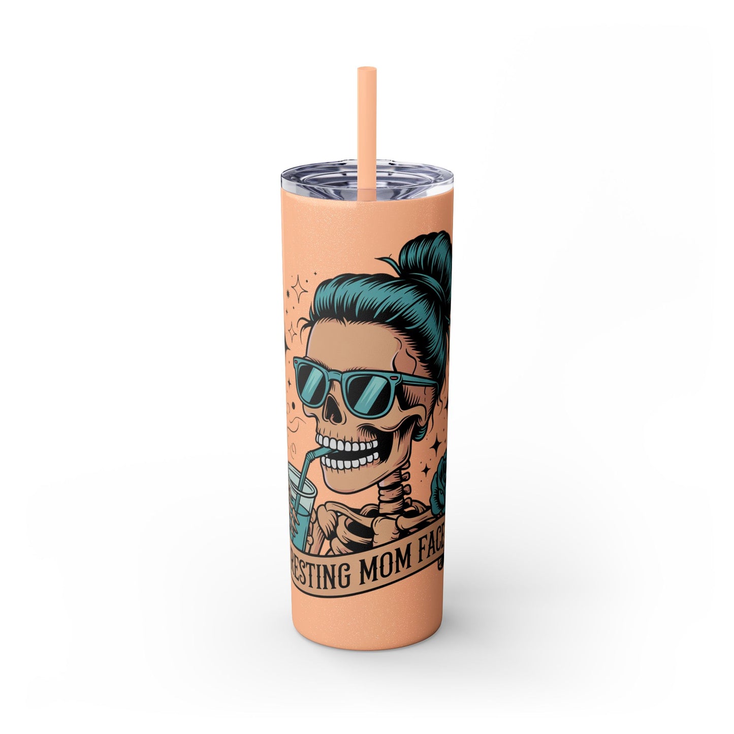 Funny Skull Mom Tumbler, Cool Gift for Moms, 20oz Skinny Cup, Unique Birthday Present, Trendy Drinkware for Halloween