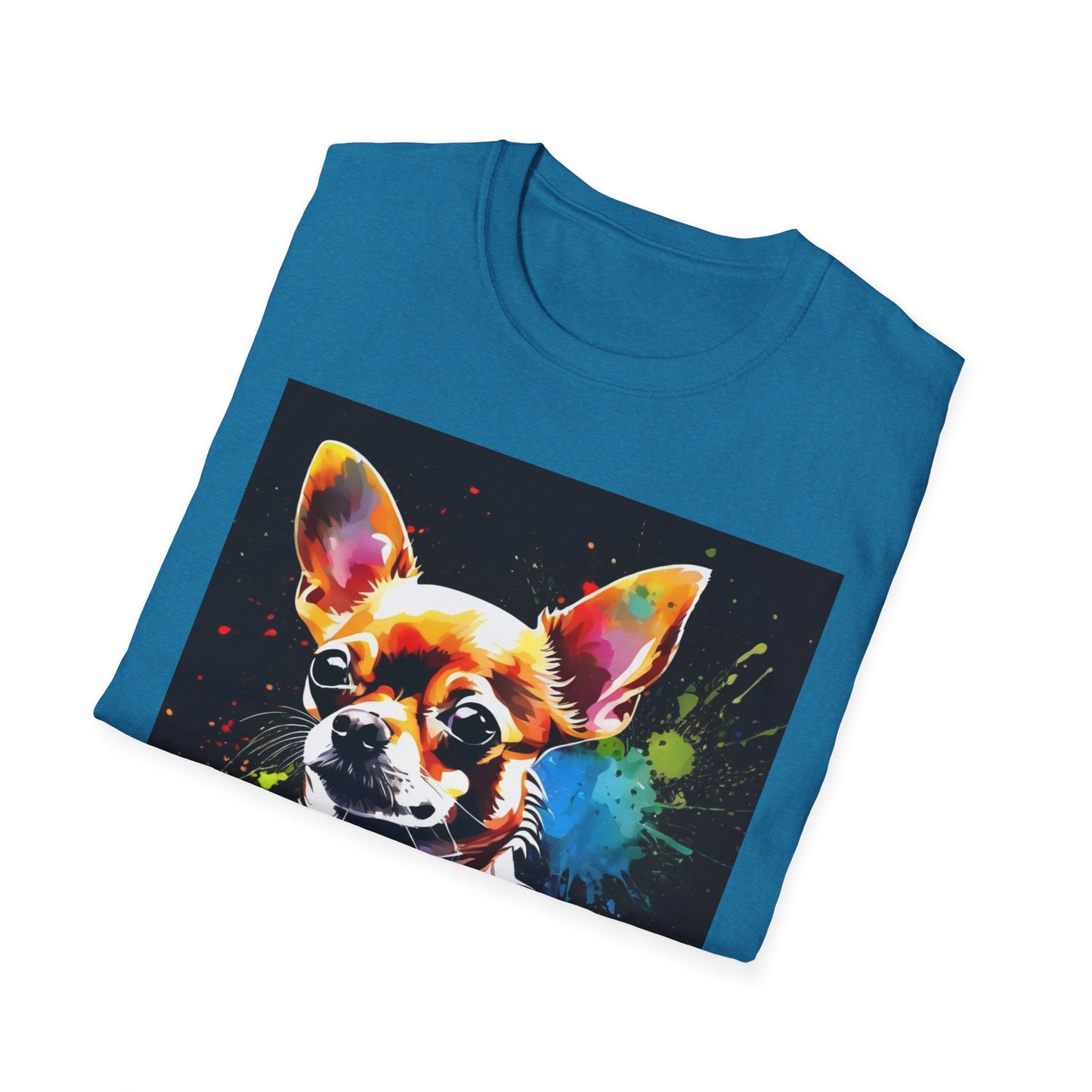 Colorful Chihuahua Art T-Shirt, Pet Lover Gift, Animal Lover Tee, Casual Wear, Unique Dog T-Shirt, Dog Mom Gift