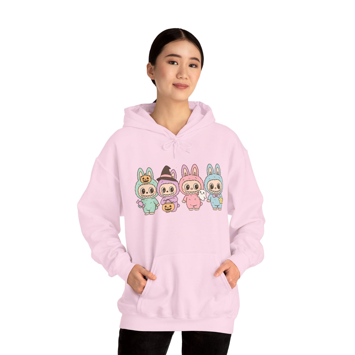 Cute Bunny-Themed Unisex Hoodie, Cozy Animal Sweatshirt for Halloween, Gift for Animal Lovers, Casual Cute Apparel, Funny Graphic Sweatshirt