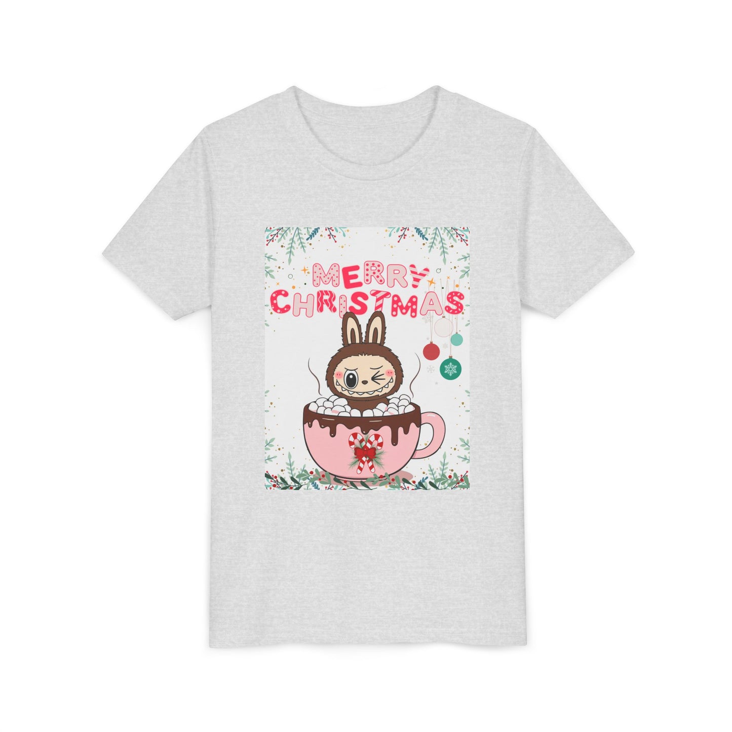 Christmas Bunny Youth Tee, Merry Christmas Shirt, Cute Holiday T-Shirt, Kids Christmas Apparel, Festive Youth Shirt