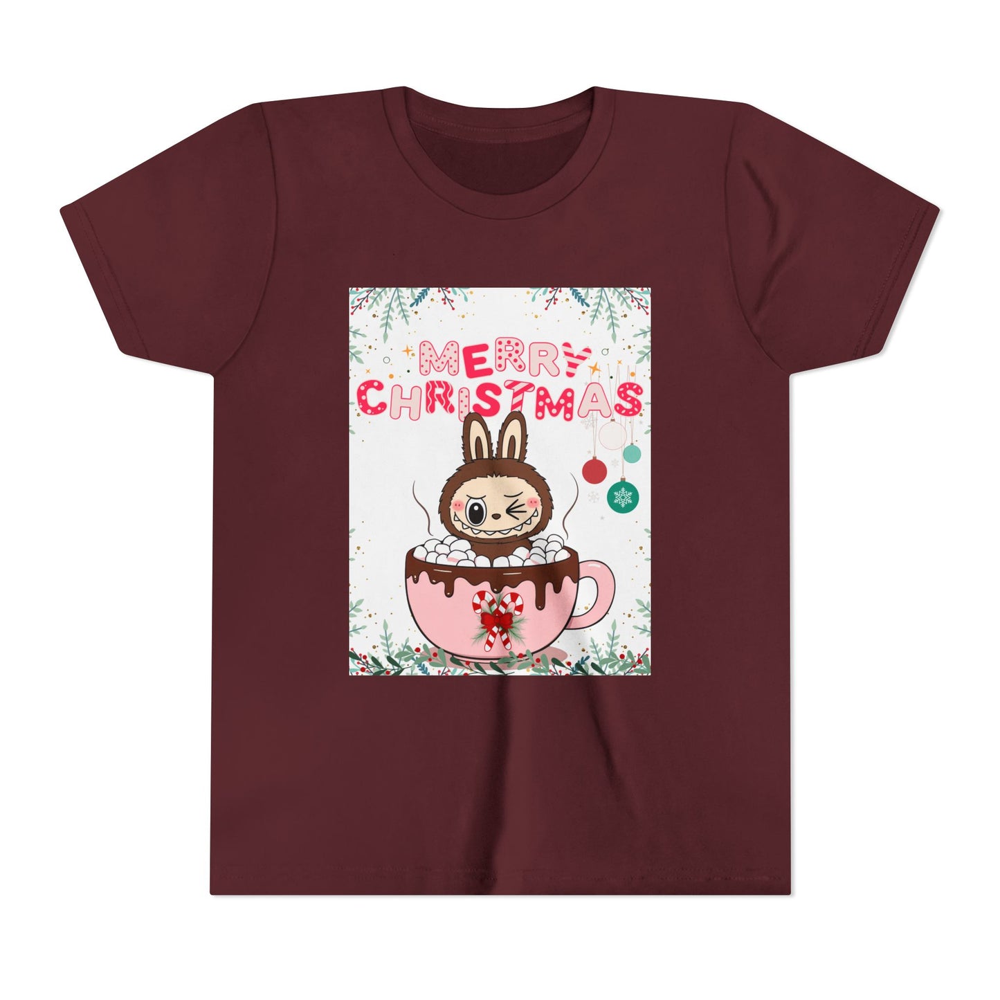 Christmas Bunny Youth Tee, Merry Christmas Shirt, Cute Holiday T-Shirt, Kids Christmas Apparel, Festive Youth Shirt