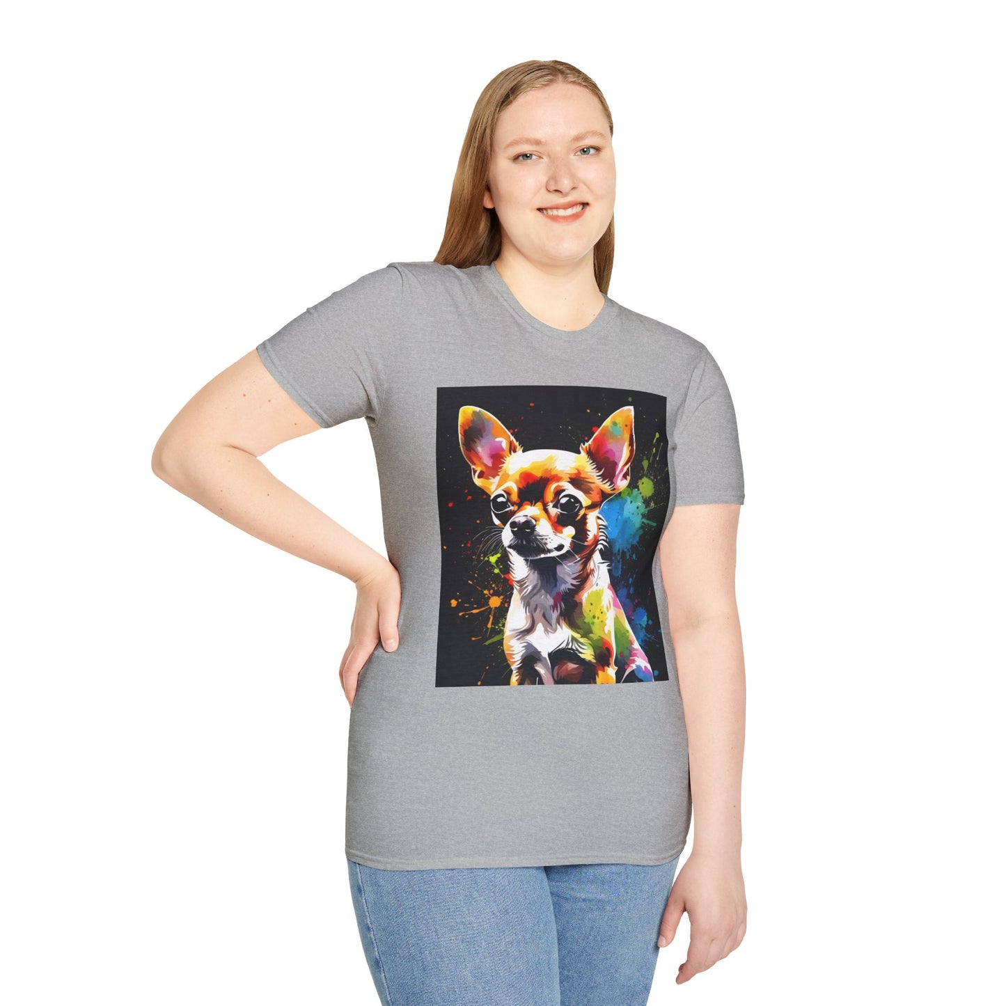 Colorful Chihuahua Art T-Shirt, Pet Lover Gift, Animal Lover Tee, Casual Wear, Unique Dog T-Shirt, Dog Mom Gift
