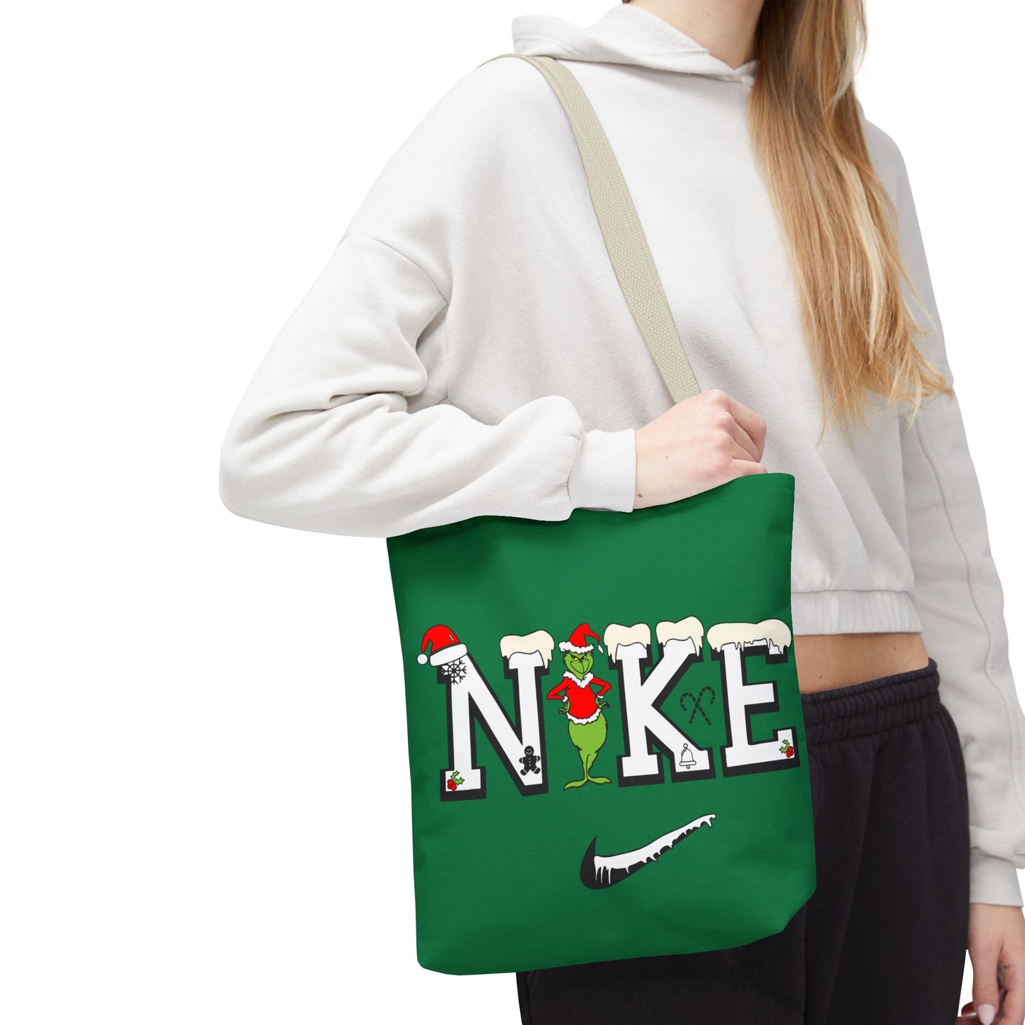 Whimsical Christmas Tote Bag, Grinch Design, Holiday Shopping, Gift Bag, Eco-Friendly, Merry Christmas Decor