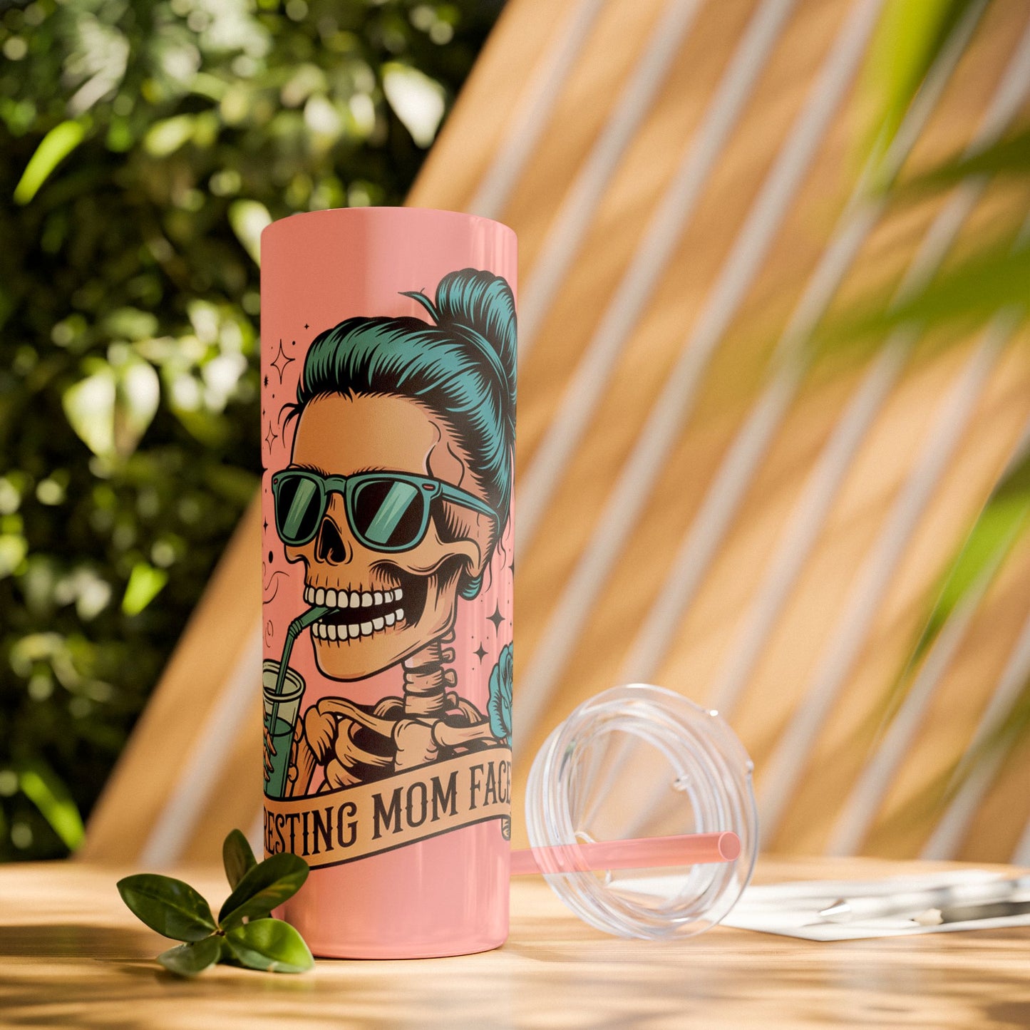 Funny Skull Mom Tumbler, Cool Gift for Moms, 20oz Skinny Cup, Unique Birthday Present, Trendy Drinkware for Halloween