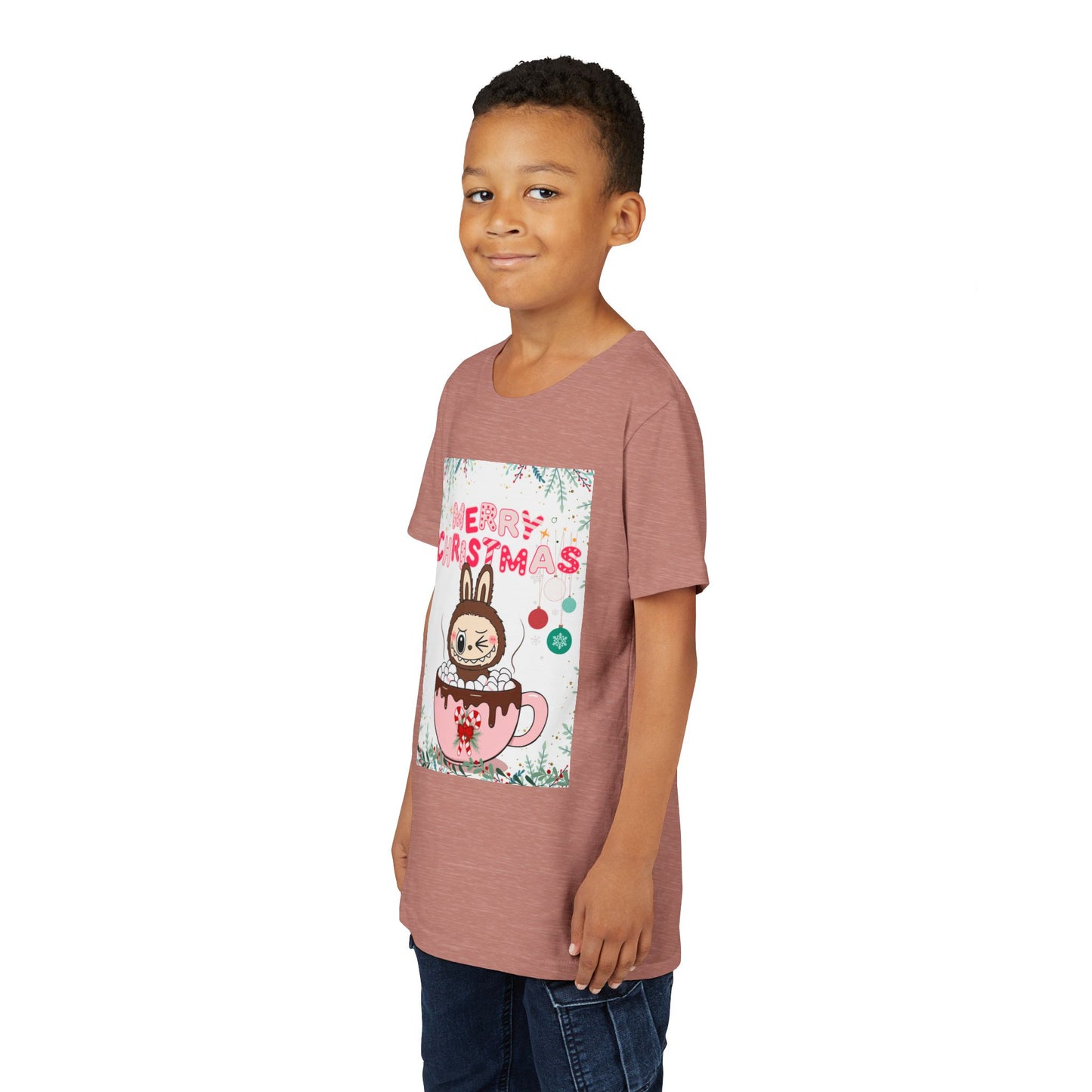 Christmas Bunny Youth Tee, Merry Christmas Shirt, Cute Holiday T-Shirt, Kids Christmas Apparel, Festive Youth Shirt