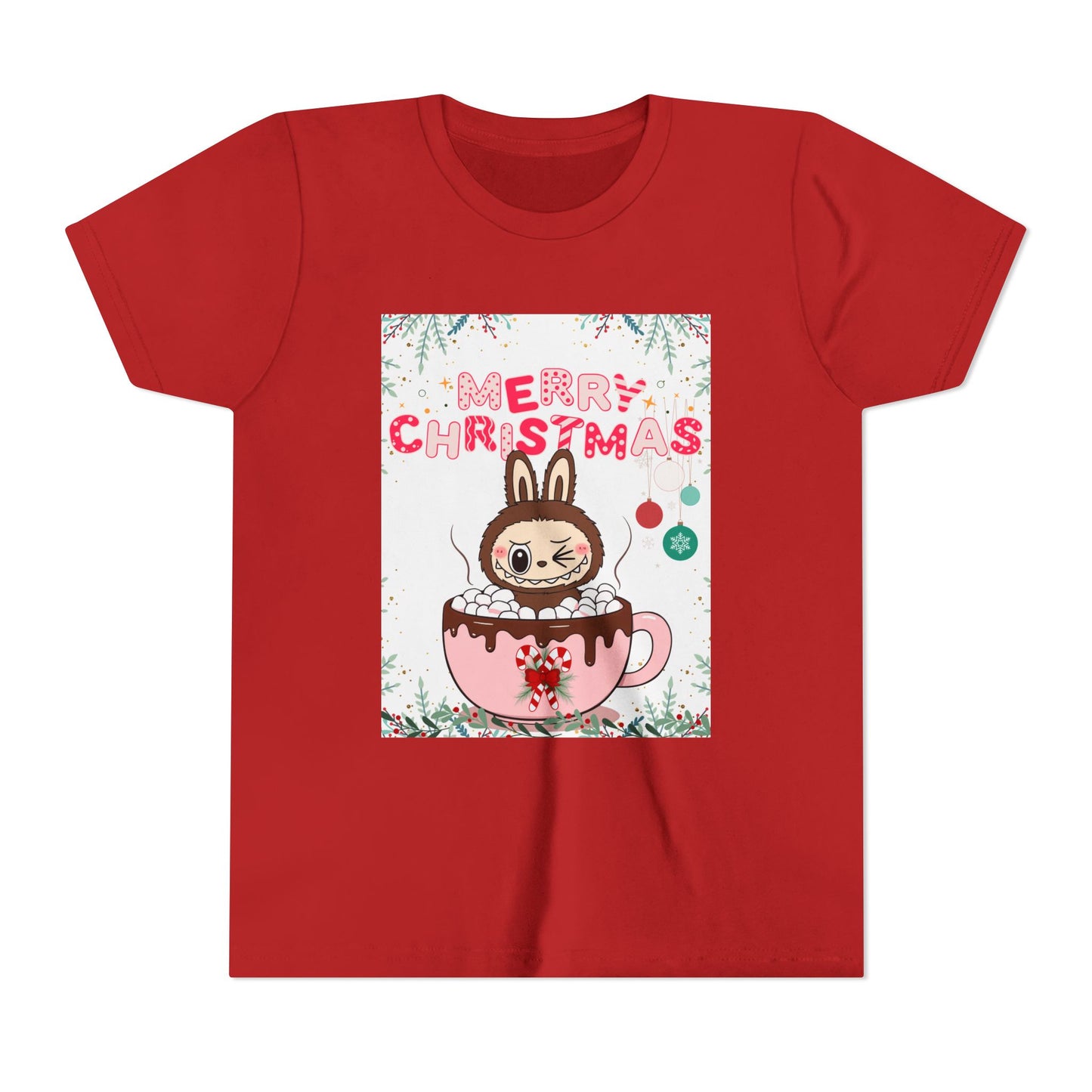 Christmas Bunny Youth Tee, Merry Christmas Shirt, Cute Holiday T-Shirt, Kids Christmas Apparel, Festive Youth Shirt