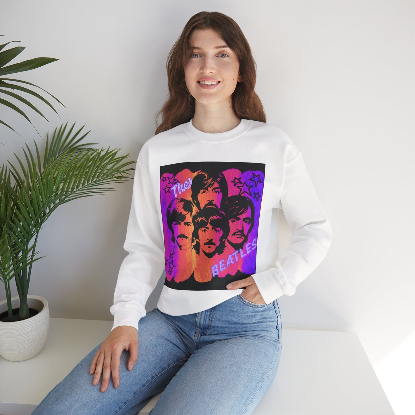 Retro Beatles inspired Crewneck Sweatshirt, Unisex Sweatshirt, Music Lover Gift, 60s Vintage Style, Cozy Casual Wear