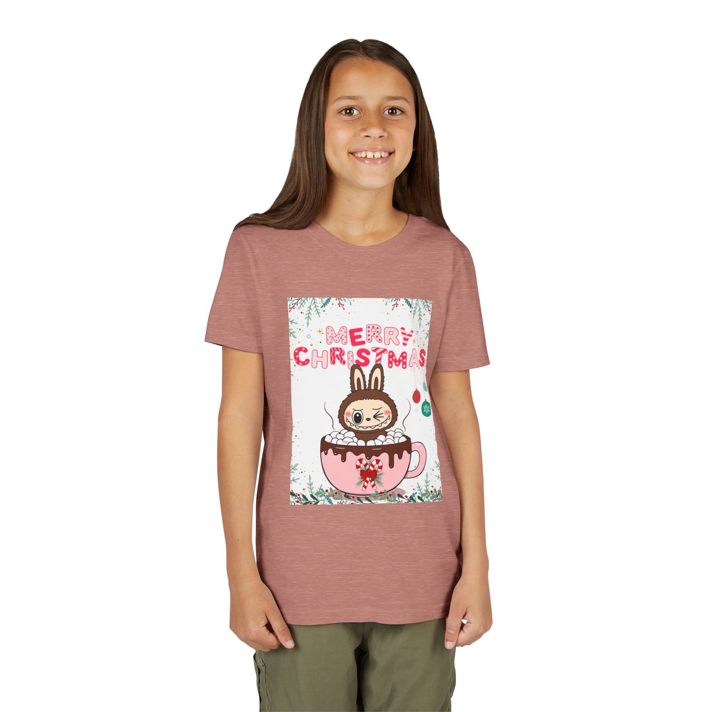 Christmas Bunny Youth Tee, Merry Christmas Shirt, Cute Holiday T-Shirt, Kids Christmas Apparel, Festive Youth Shirt